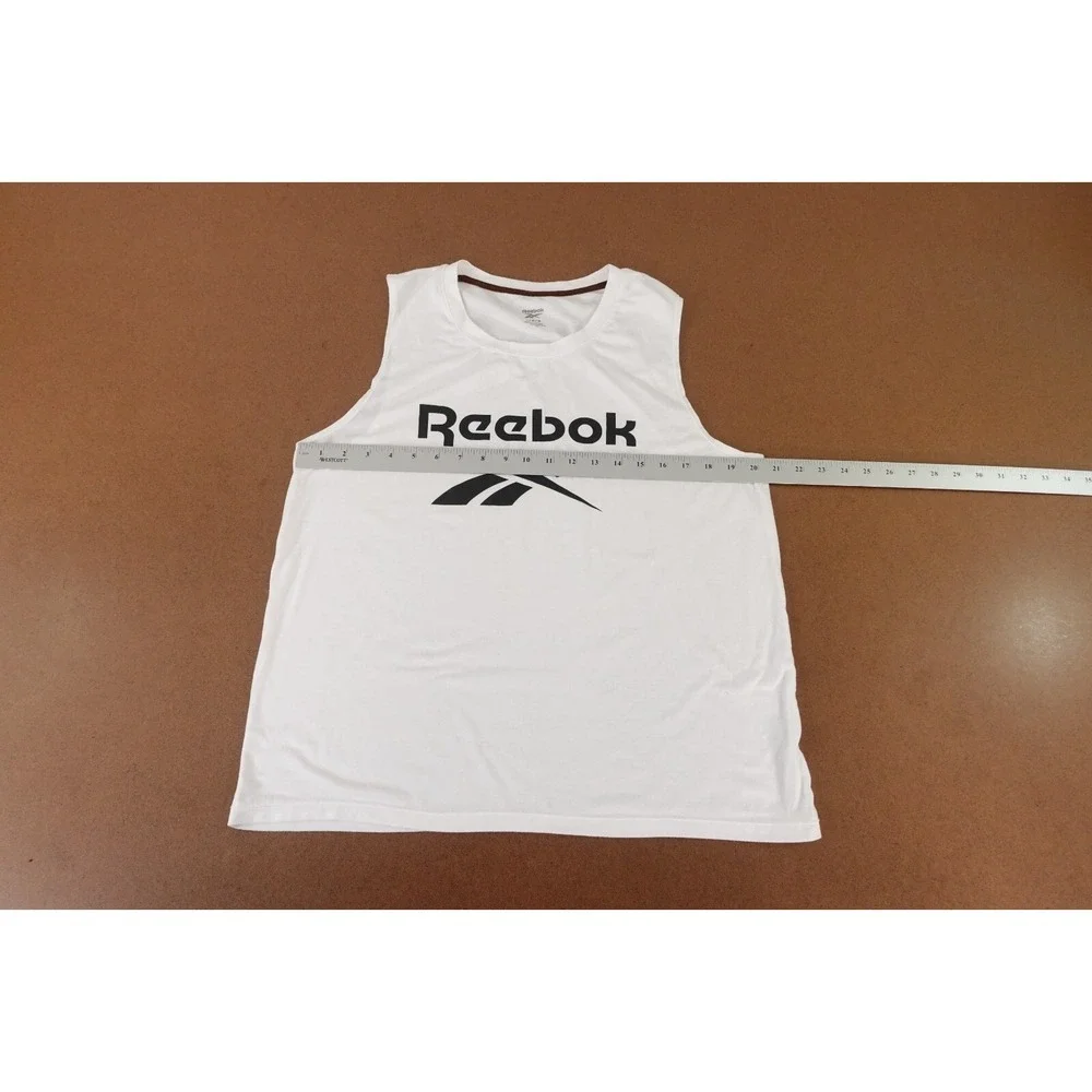 Reebok Men's Size XL White Black Logo Sleeveless Pullover T-Shirt - Picture 5 of 8